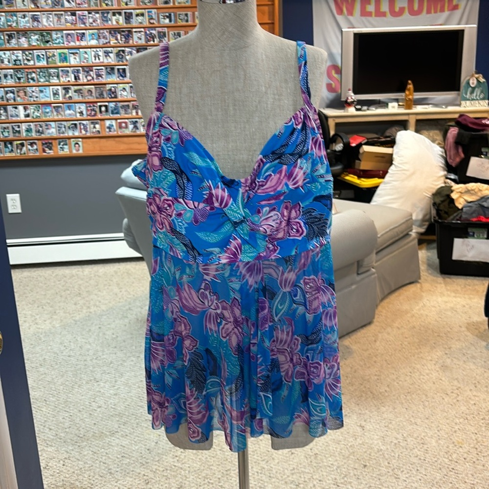 Plus size flyaway tankini swim top Sz xxl